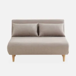 sweeek Divano letto in tessuto con gambe in legno, 2 posti