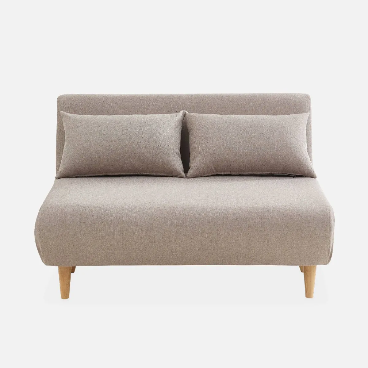 sweeek Divano letto in tessuto con gambe in legno, 2 posti