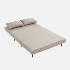 sweeek Divano letto in tessuto con gambe in legno, 2 posti
