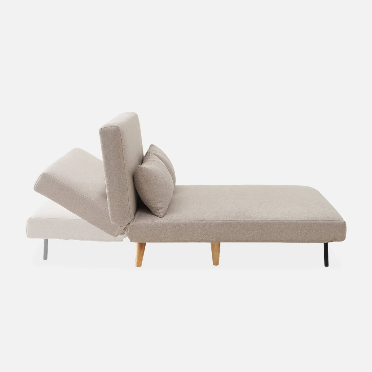 sweeek Divano letto in tessuto con gambe in legno, 2 posti