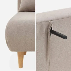 sweeek Divano letto in tessuto con gambe in legno, 2 posti