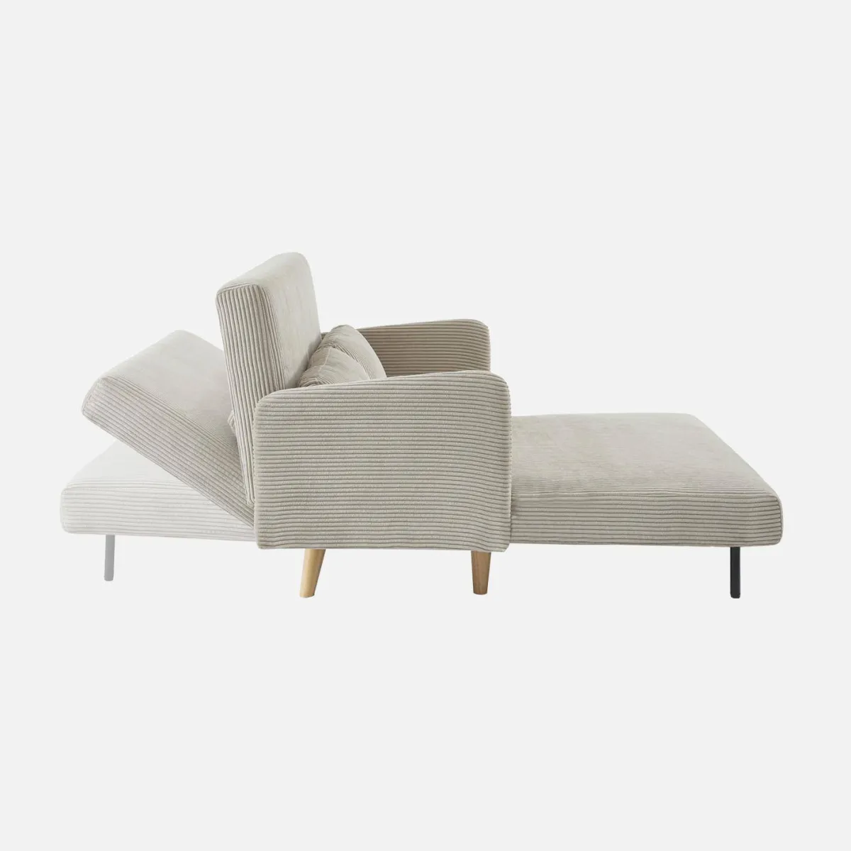 sweeek Divano letto in velluto a coste con gambe in legno, 2 posti