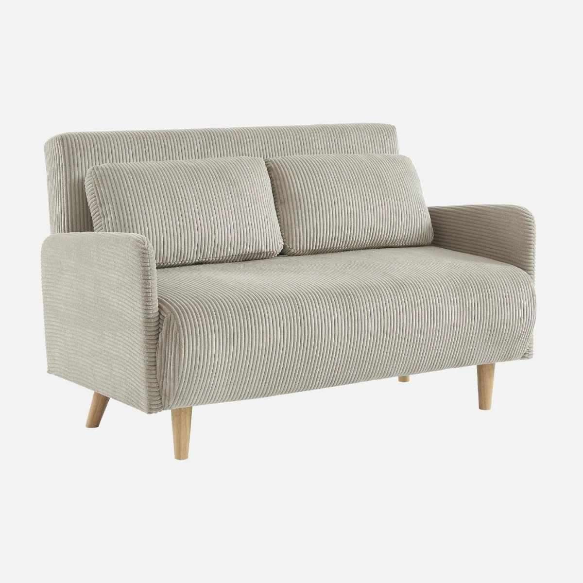 sweeek Divano letto in velluto a coste con gambe in legno, 2 posti