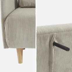 sweeek Divano letto in velluto a coste con gambe in legno, 2 posti