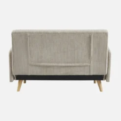 sweeek Divano letto in velluto a coste con gambe in legno, 2 posti
