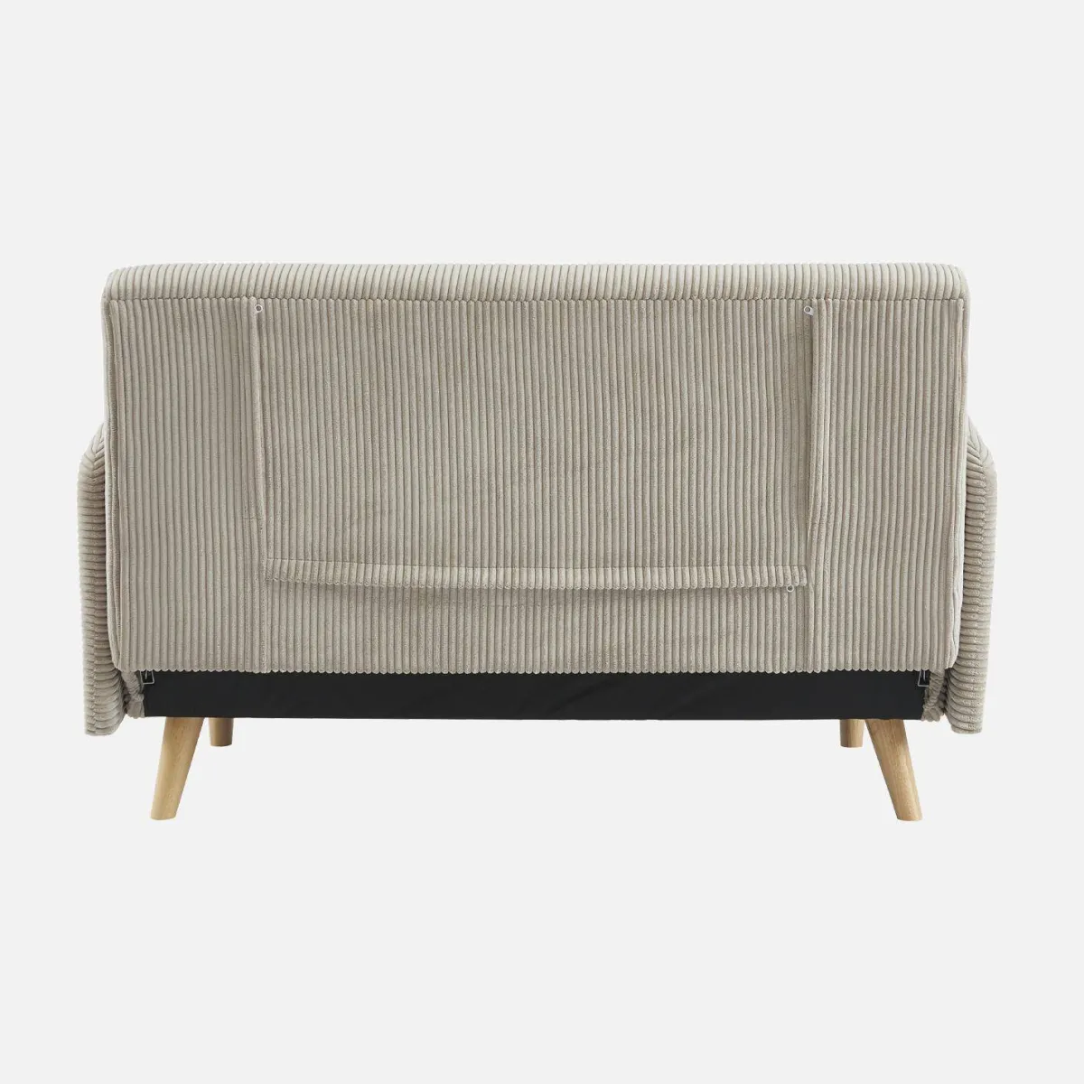 sweeek Divano letto in velluto a coste con gambe in legno, 2 posti