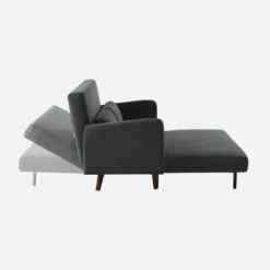 sweeek Divano letto in velluto a coste con gambe in legno, 2 posti