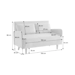 sweeek Divano letto in velluto a coste con gambe in legno, 2 posti