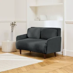 sweeek Divano letto in velluto a coste con gambe in legno, 2 posti