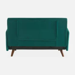 sweeek Divano letto in velluto con gambe in legno, 2 posti