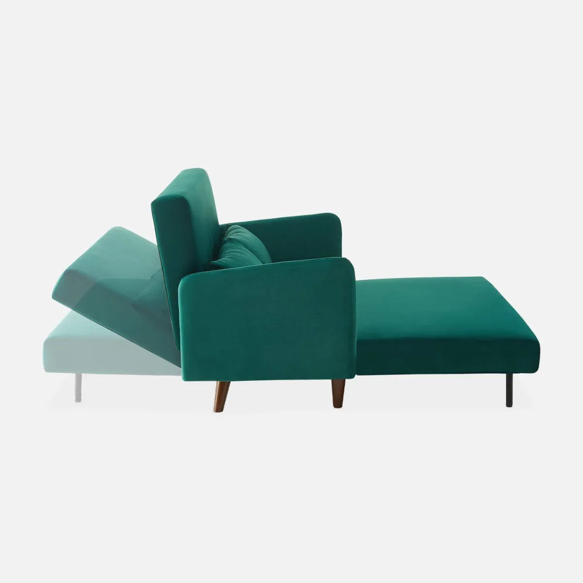 sweeek Divano letto in velluto con gambe in legno, 2 posti