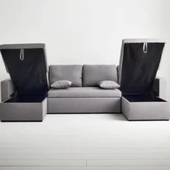 Divano letto panoramico in tessuto, 4 posti