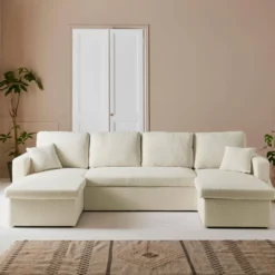sweeek Divano letto panoramico in tessuto bouclé, 4 posti