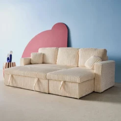 sweeek Divano letto reversibile effetto pelliccia a coste, 3 posti