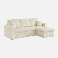 sweeek Divano letto reversibile effetto pelliccia a coste, 3 posti