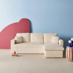 sweeek Divano letto reversibile effetto pelliccia a coste, 3 posti
