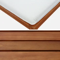 sweeek Divano modulare da giardino con tavolino in legno di acacia e bouclé, 1 posto