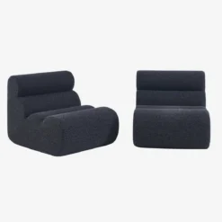 Divano modulare tessuto effetto alpaca, 2 posti