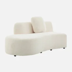 sweeek Divano organico a forma di virgola in bouclé, 2–3 posti