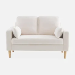 sweeek Divano scandinavo in tessuto bouclé e legno, 2 posti