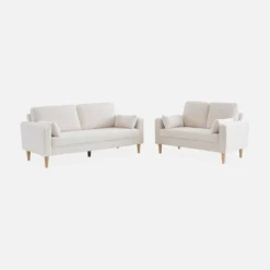 sweeek Divano scandinavo in tessuto bouclé e legno, 2 posti
