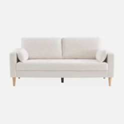 sweeek Divano stile scandinavo in legno e bouclé, 3 posti