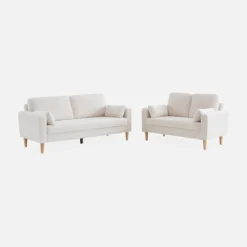 sweeek Divano stile scandinavo in legno e bouclé, 3 posti