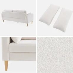 sweeek Divano stile scandinavo in legno e bouclé, 3 posti