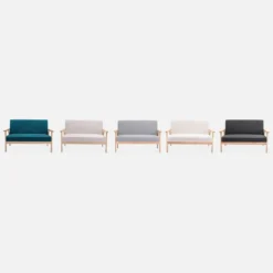 sweeek Divano stile scandinavo in legno e tessuto, 2 posti