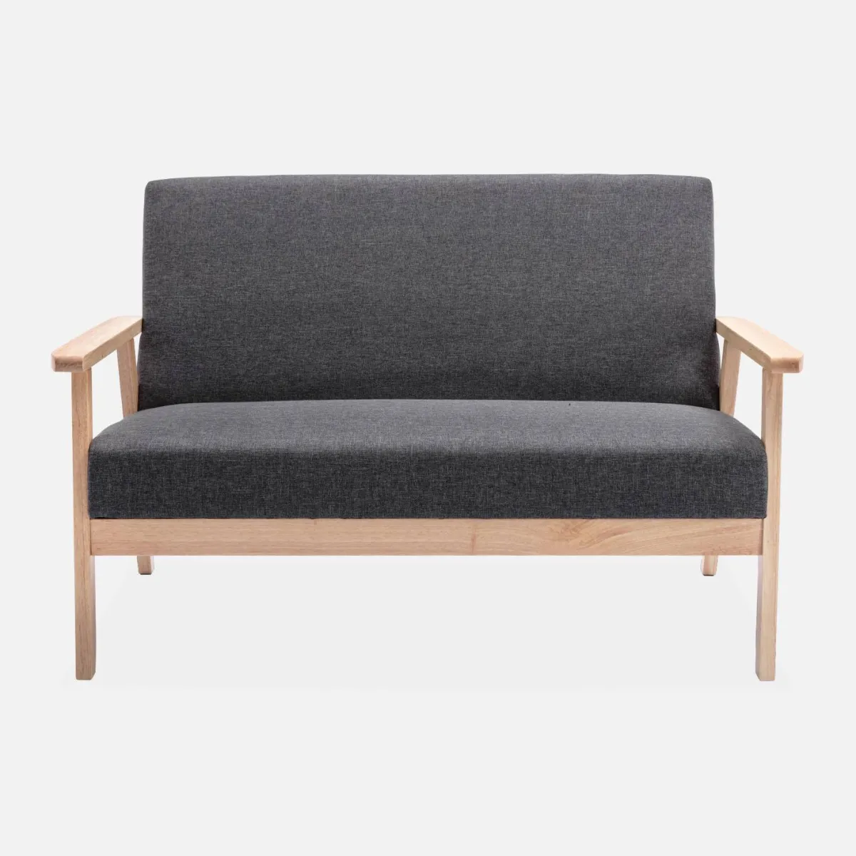 sweeek Divano stile scandinavo in legno e tessuto, 2 posti
