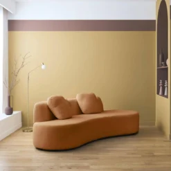 sweeek Divano virgola organico in bouclé, 3 posti