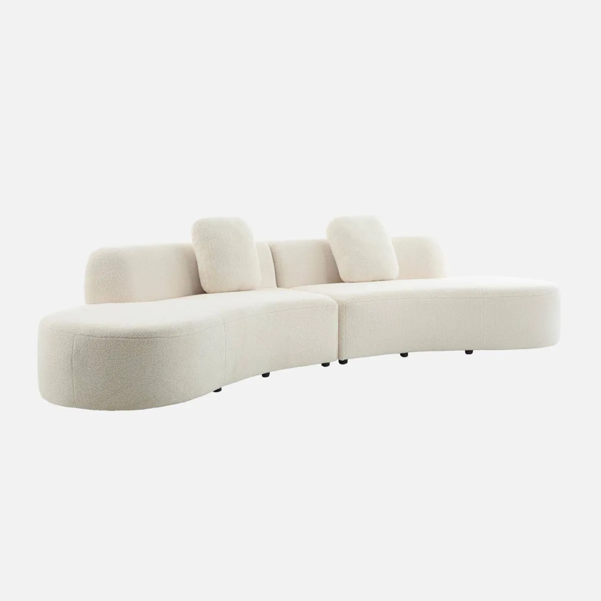 sweeek Divano virgola organico in tessuto bouclé, 5 posti
