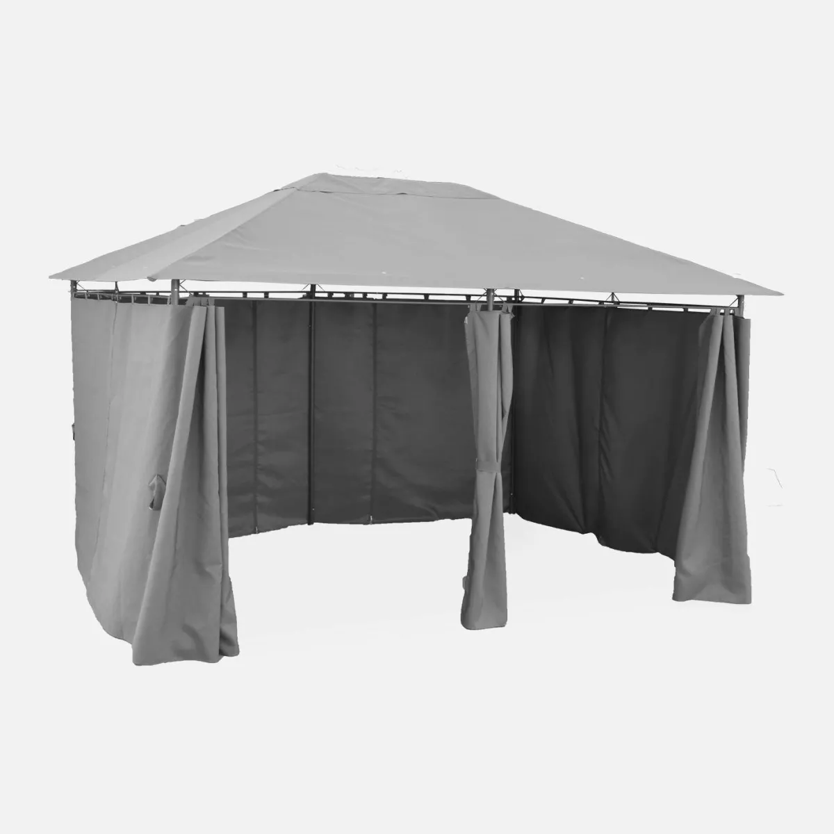sweeek Gazebo da giardino per eventi in alluminio con tende scorrevoli, 3x4m