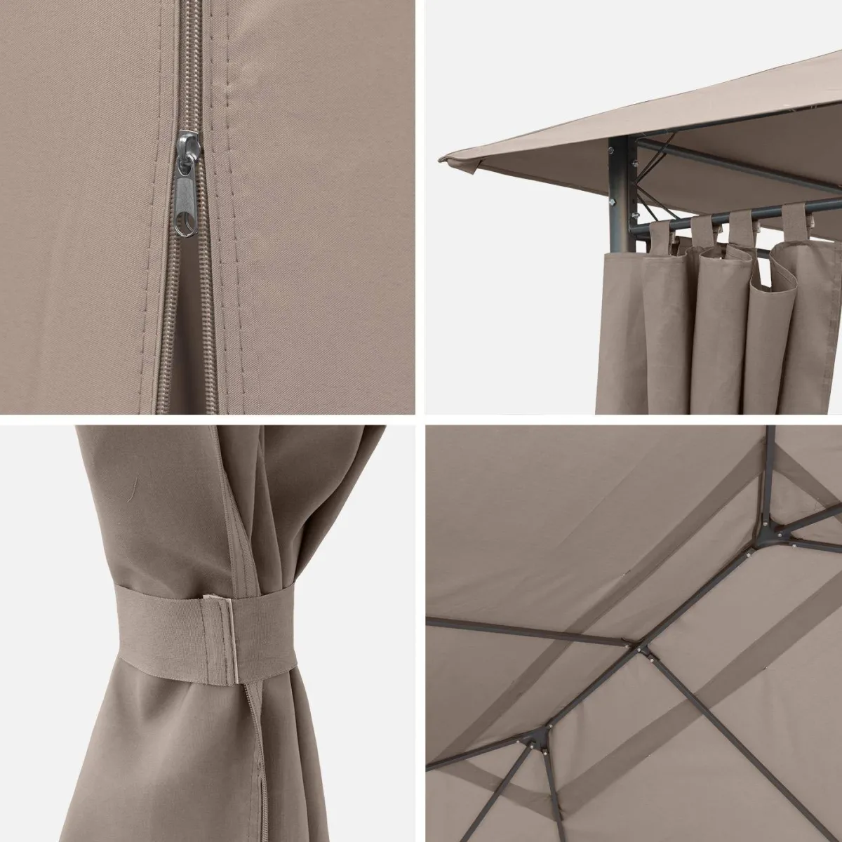 sweeek Gazebo da giardino per eventi in alluminio con tende scorrevoli, 3x4m
