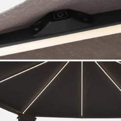 Gazebo da giardino 3x4m in alluminio effetto legno con tende e LED
