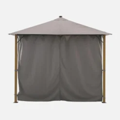 sweeek Gazebo da giardino 3x3m in alluminio effetto legno con tende e LED