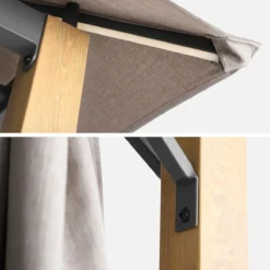 sweeek Gazebo da giardino 3x3m in alluminio effetto legno con tende e LED