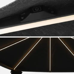 sweeek Gazebo da giardino 3x4m in alluminio effetto legno con tende e LED