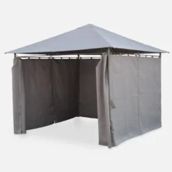 Gazebo da giardino 3x3m struttura in alluminio con tende scorrevoli