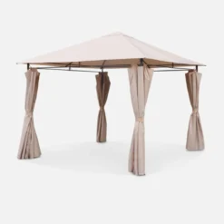 Gazebo da giardino 3x3m struttura in alluminio con tende scorrevoli