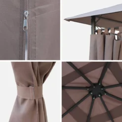 sweeek Gazebo da giardino 3x3m struttura in alluminio con tende scorrevoli