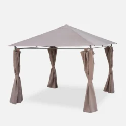 sweeek Gazebo da giardino 3x3m struttura in alluminio con tende scorrevoli