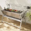 sweeek Girarrosto a carbone motorizzato inclinabile in acciaio inox con spiedo e copertura