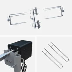 sweeek Girarrosto a carbone motorizzato inclinabile in acciaio inox con spiedo e copertura