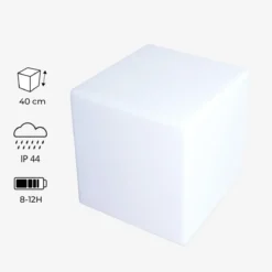 sweeek Lampada a cubo LED colore bianco con batteria ricaricabile