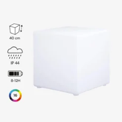 sweeek Lampada a cubo LED colore bianco con batteria ricaricabile