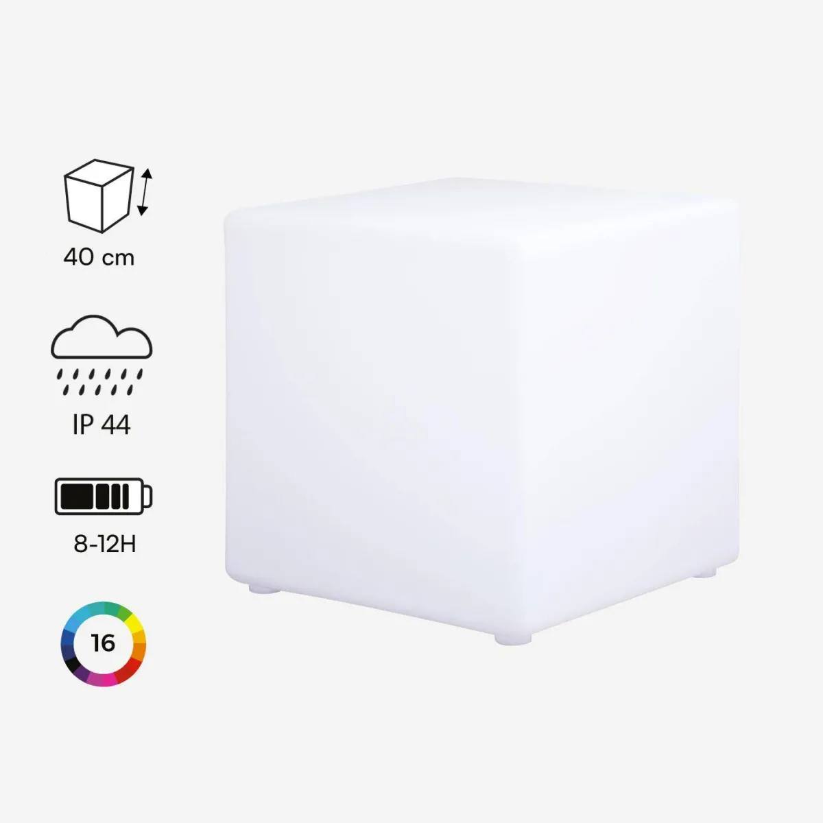 sweeek Lampada a cubo LED colore bianco con batteria ricaricabile