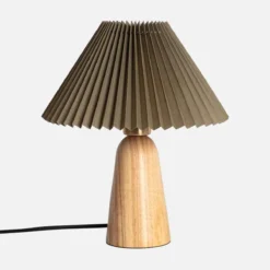 sweeek Lampada da tavolo da interno in legno e tessuto, Ø 10,5 cm