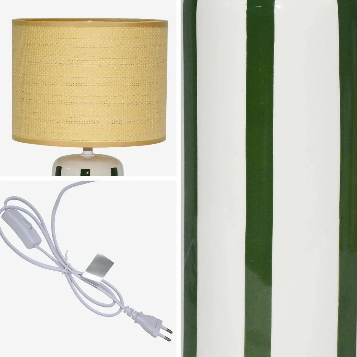 sweeek Lampada da tavolo in ceramica per interni con effetto rattan, 44cm