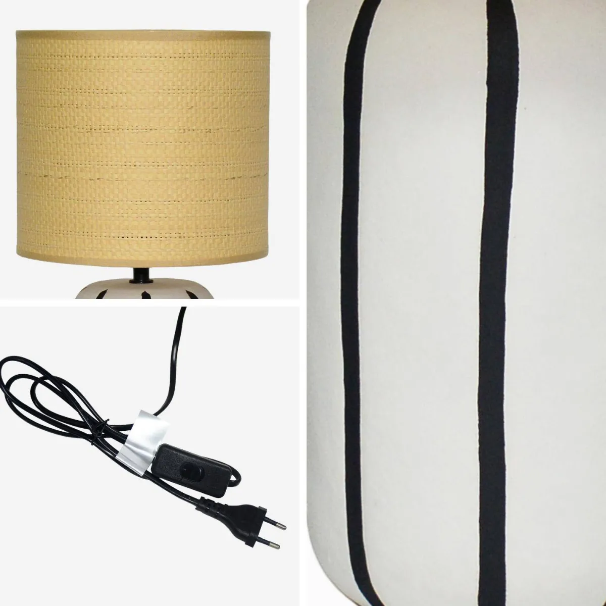 sweeek Lampada da tavolo in ceramica per interni con effetto rattan, 41cm